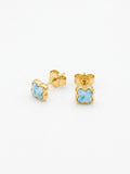 Larimar Clover Stud Earrings – 14K Gold Plated 925 Sterling Silver