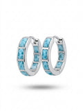 Natural Larimar Huggie Hoop Earrings – 925 Sterling Silver