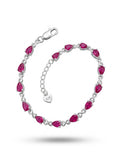 Natural Ruby Pear-Shape Bracelet – .925 Sterling Silver